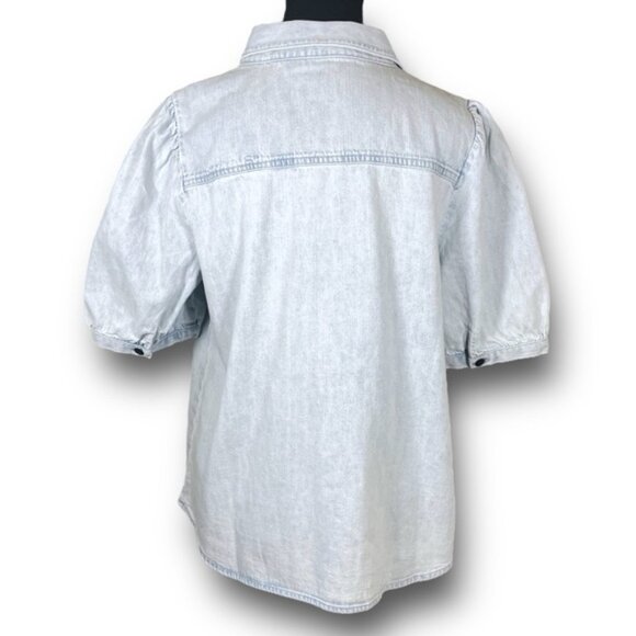 NWT Aritzia New Wilfred Free Pale Denim Shirt Style Auteur Coastal Western Sz L - Picture 4 of 13